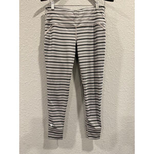 Athleta Women's Gray & Black Striped Leggings, Sz M